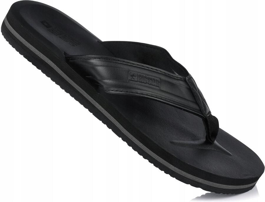 Big Star Heren Slippers Zwart Leerlook Casual