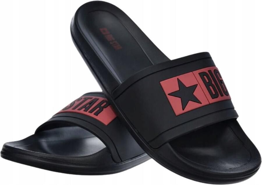 Big Star Heren Slippers Zwart Rubber Zomer Strand Zwembad Huis