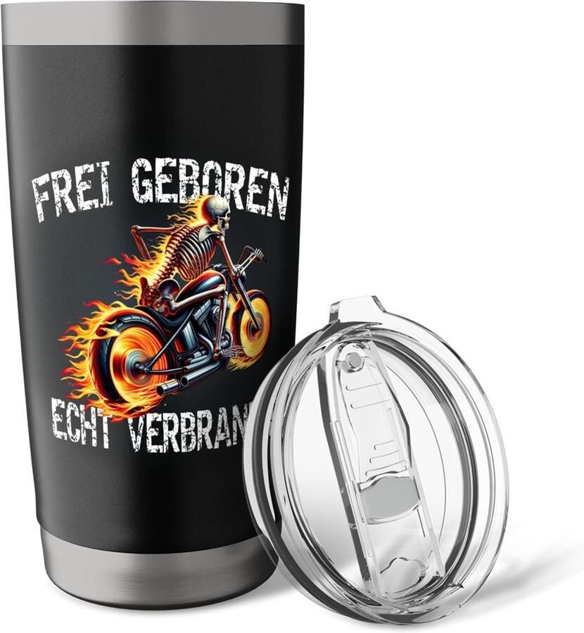 Biker Spreekwoord Vuur Skelet Thermobeker