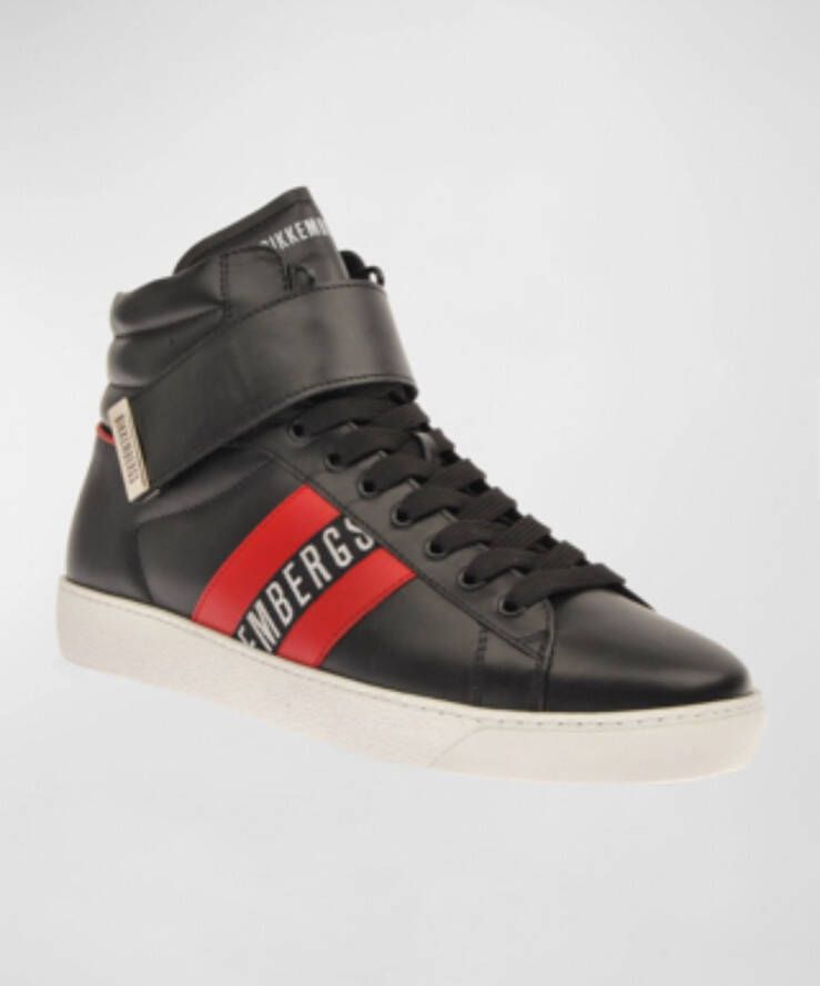 Bikkembergs High Top Leather Sneakers Logo zwarte lederen sneaker uit het topseg t