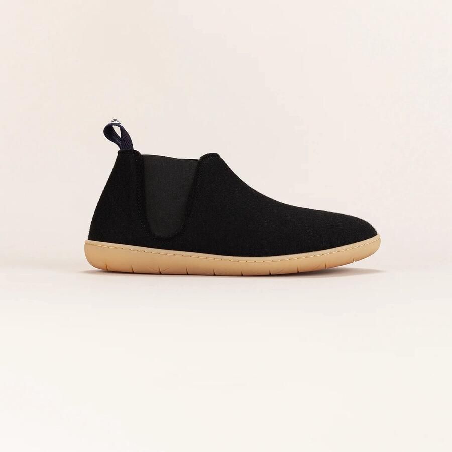 Bill Ringa Pantoffels Dames Wollen Sloffen Hoge Pantoffel Stevige Rubberen Zool