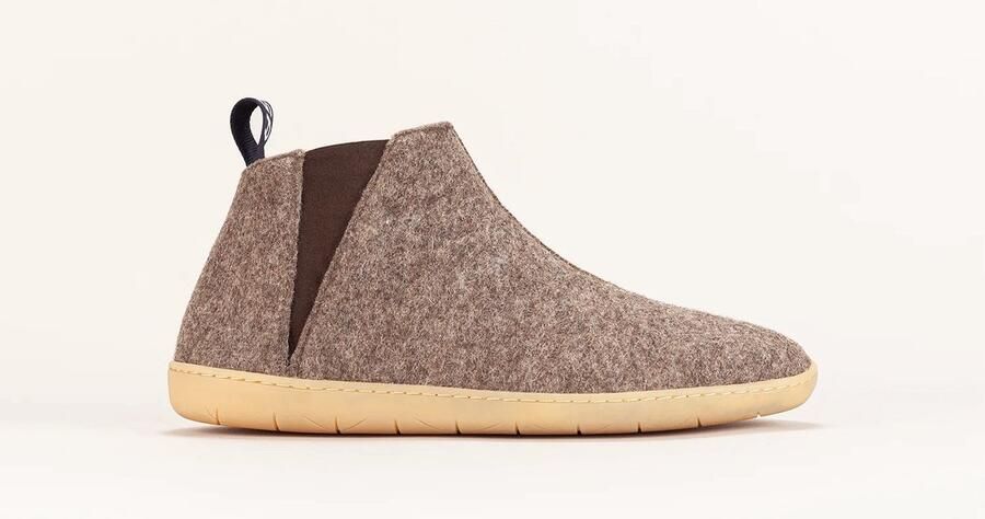 Bill Ringa Pantoffels Heren Wollen Sloffen Hoge Pantoffel Stevige Rubberen Zool
