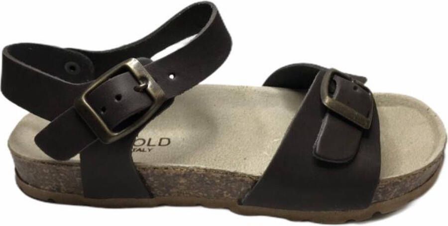 Bio gold Birk gesp sandalen koffie