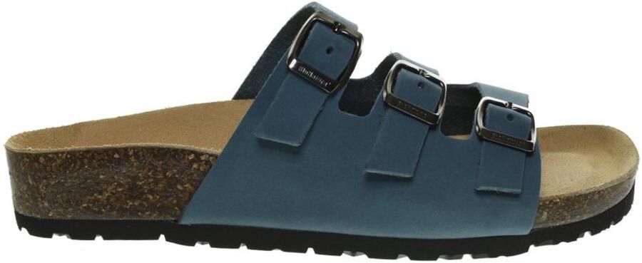 Bionatural Dames Slippers Leder Drieband Petrol
