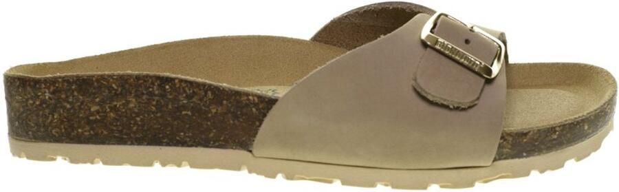 Bionatural Taupe Instap Dames Slipper Leder Bionatura