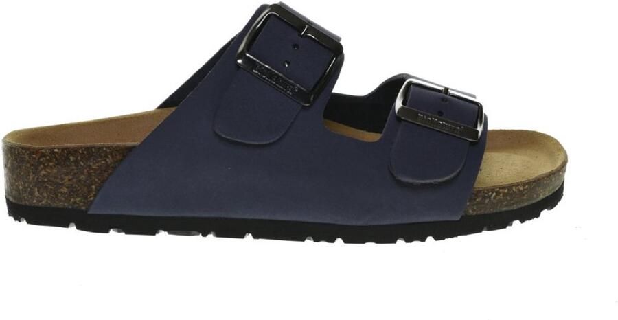 Bionatural Tweeband Slipper Blauw Leder Bionatura