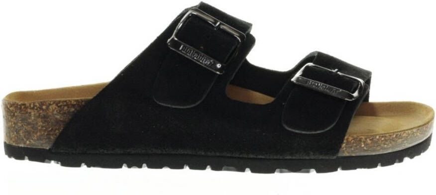 Bionatural Bionaturo Zwarte Nubuck Tweeband Slipper