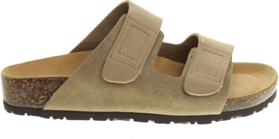 Bionatural Taupe Slipper Suede Velcro Bionatura