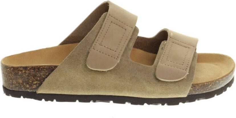 Bionatural Taupe Slipper Suede Velcro Bionatura