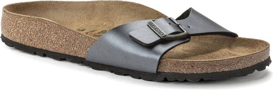 Birkenstock Madrid Dames Slippers Metallic Black Narrow fit | Zwart | Imitatieleer