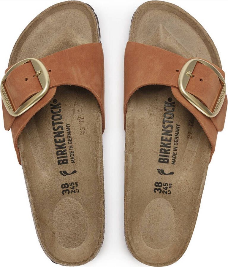 Birkenstock Madrid Nubuck Leather Big Buckle oranje narrow sandalen (1022709)