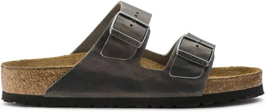 Birkenstock Leren Grijze Sliders Arizona Sfb Leoi Sandalen Grijs Unisex