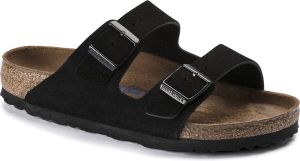 Birkenstock slipper ARIZONA Black Suede Leather Soft Footbed regular