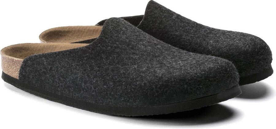 Birkenstock Amsterdam Anthracite narrow VEG Felt Wooly Home Unisex Pantoffels Antraciet