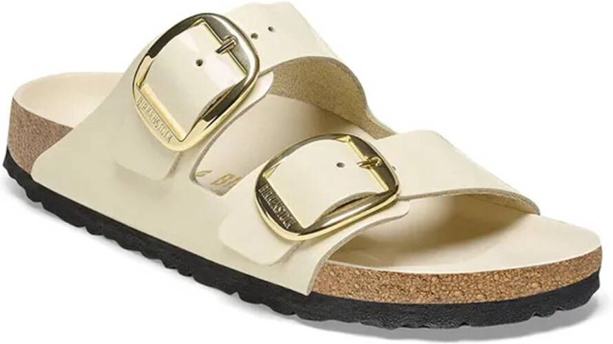 Birkenstock Arizona Big Buckle Natural Leather Patent High Shine Ecru Narrow