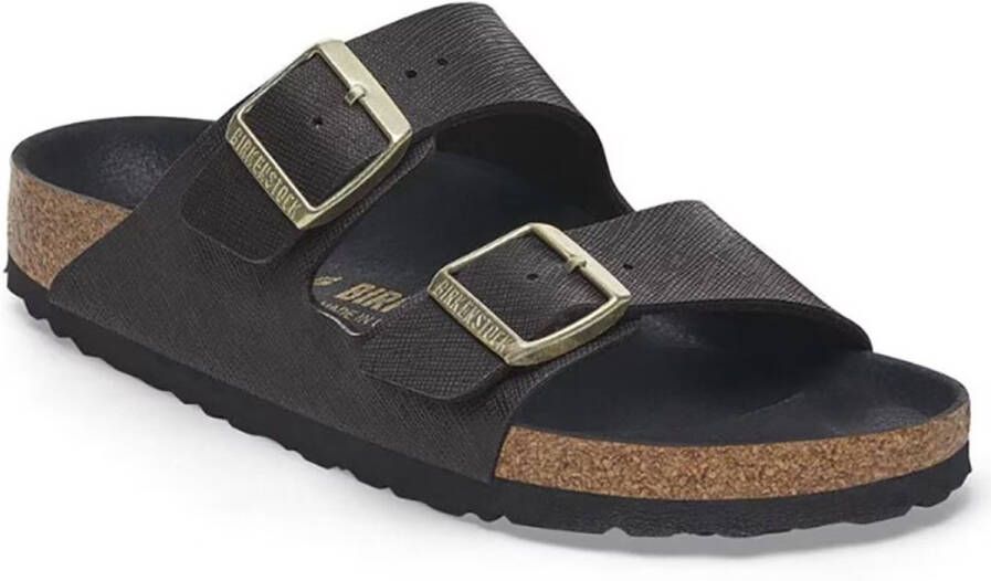 Birkenstock Arizona Birko-flor Embossed Sandalen Zwart Vrouw