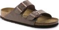 Birkenstock Slippers van echt leer met brede riempjes model 'ARIZONA' - Donkerbruin