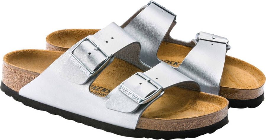 Birkenstock Arizona Dames Slippers Birko-flor Zilver Regular-fit –