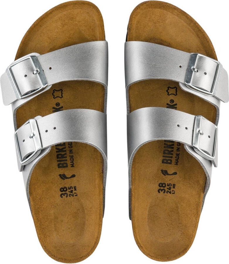 Birkenstock Arizona Dames Slippers Birko-flor Zilver Regular-fit –