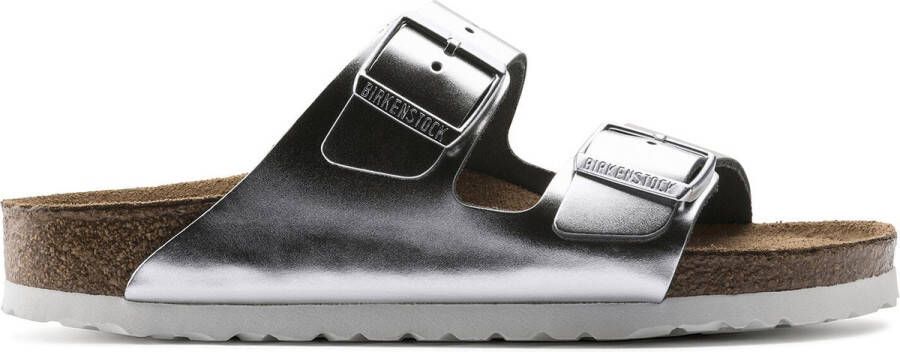 Birkenstock Arizona Dames Slippers Metallic Silver Regular fit | Zilver | Leer