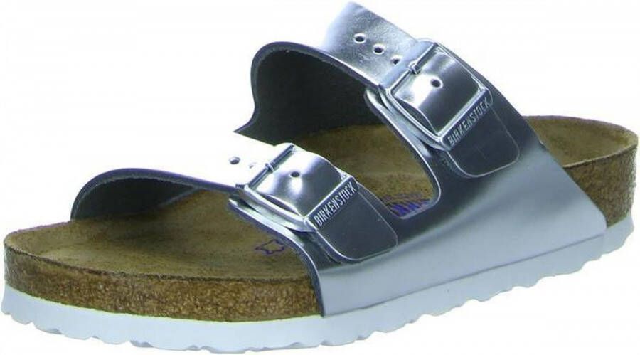 Birkenstock Arizona Dames Slippers Metallic Silver Regular fit | Zilver | Leer