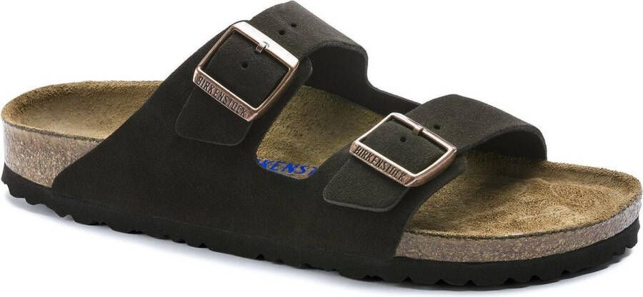 Birkenstock Arizona donkerbruin suède zacht voetbed regular sandalen uni (951311)