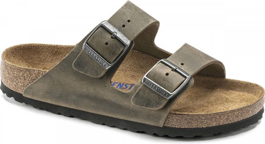 Birkenstock Arizona FL WB Faded Narrow Heren Slippers Khaki