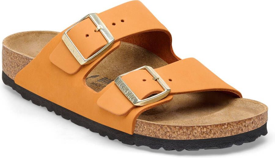 BIRKENSTOCK Arizona | Burnt Orange Nar Oranje Nubuck Platte sandalen Unisex