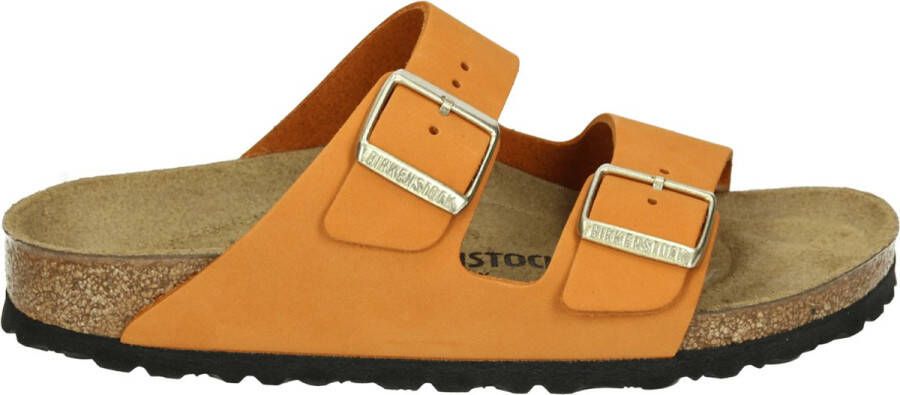 BIRKENSTOCK Arizona | Burnt Orange Nar Oranje Nubuck Platte sandalen Unisex
