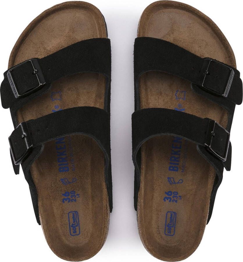Birkenstock Arizona zwart suède zacht voetbed narrow sandalen uni (951323)