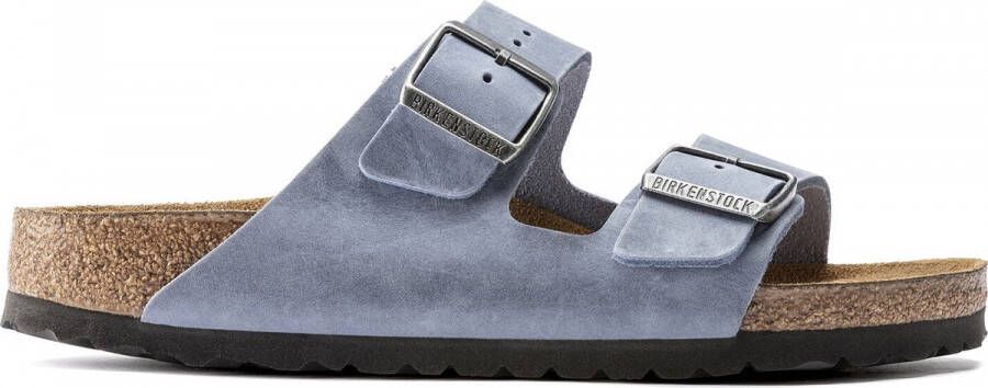 Birkenstock slipper ARIZONA Dusty Blue Oiled Leather Soft Footbed narrow