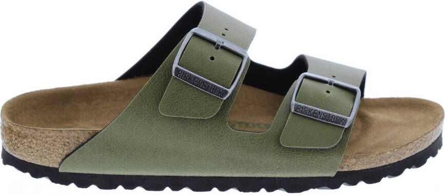 Birkenstock Arizona Slippers Olive Narrow-fit Groen Imitatieleer