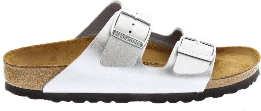 Birkenstock Arizona Slippers Metallic Silver Narrow fit | Zilver | Leer - Foto 14
