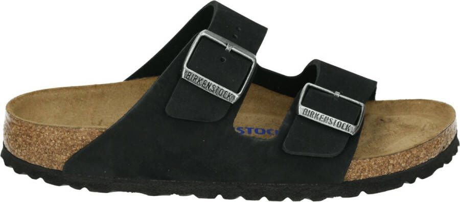 Birkenstock ARIZONA SOFT FOOTBED NUBUK Dames slippers Zwart
