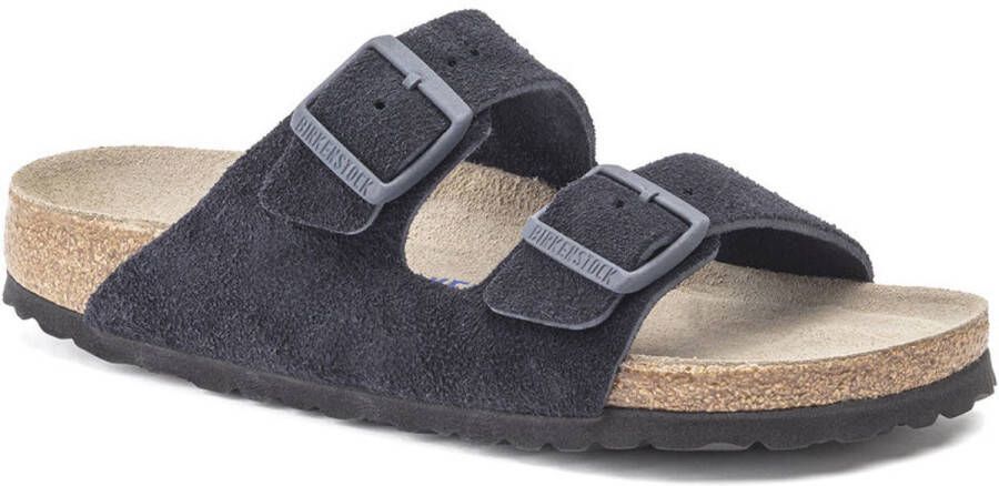 Birkenstock Arizona Suede Blauw Smal Voetbed Slipper