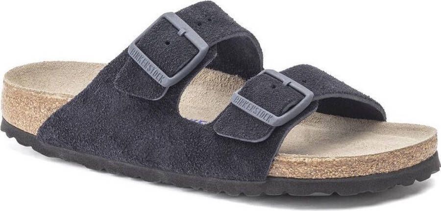 Birkenstock Arizona Suede Blauw Smal Voetbed Slipper