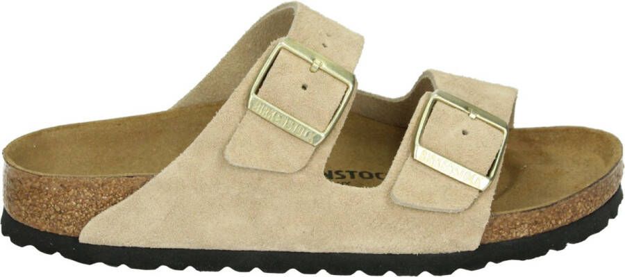 Birkenstock ARIZONA SUEDE SANDCASTLE Dames slippers Wit beige
