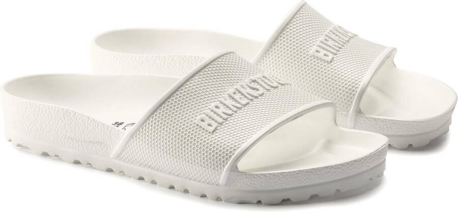 Birkenstock ‘Barbados’ slides with logo Wit