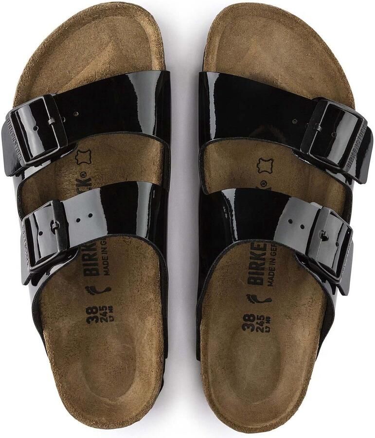 Birkenstock Arizona Slippers Black Patent Narrow fit | Zwart | Imitatieleer - Foto 2