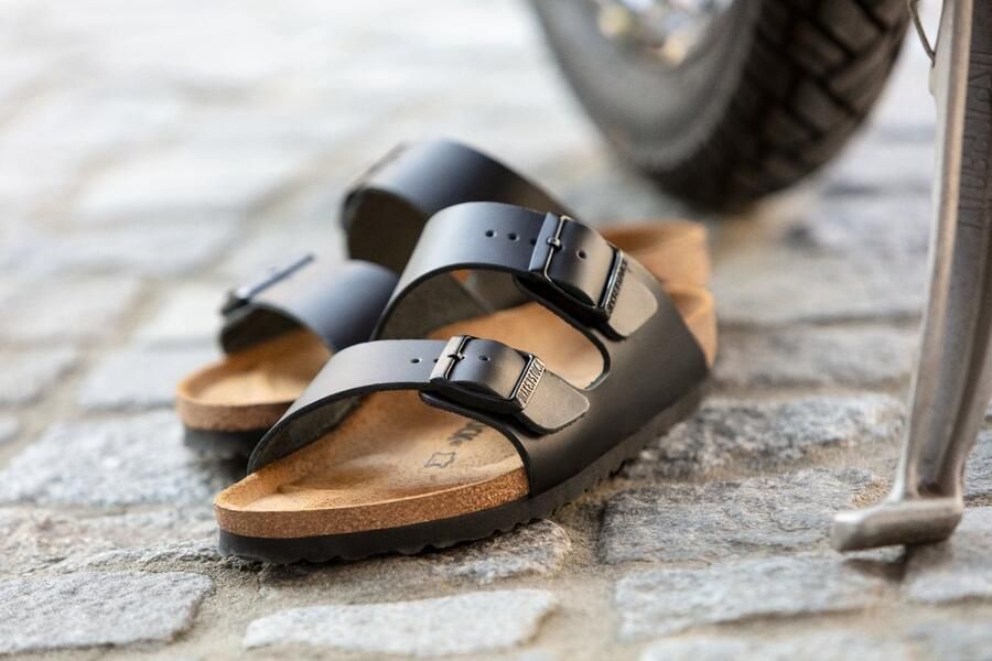 Birkenstock Arizona Birko-Flor Slippers Zwart Unisex Narrow