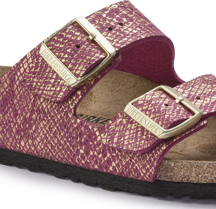 Birkenstock Arizona Dames Slippers Shiny Python Dark Fuchsia Narrow-fit Paars Microvezel - Foto 3