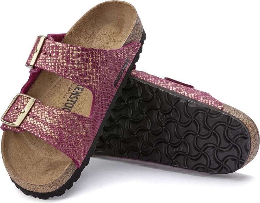 Birkenstock Arizona Dames Slippers Shiny Python Dark Fuchsia Narrow-fit Paars Microvezel - Foto 5