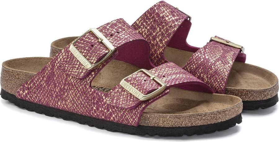 Birkenstock Arizona Dames Slippers Shiny Python Dark Fuchsia Narrow-fit Paars Microvezel - Foto 6
