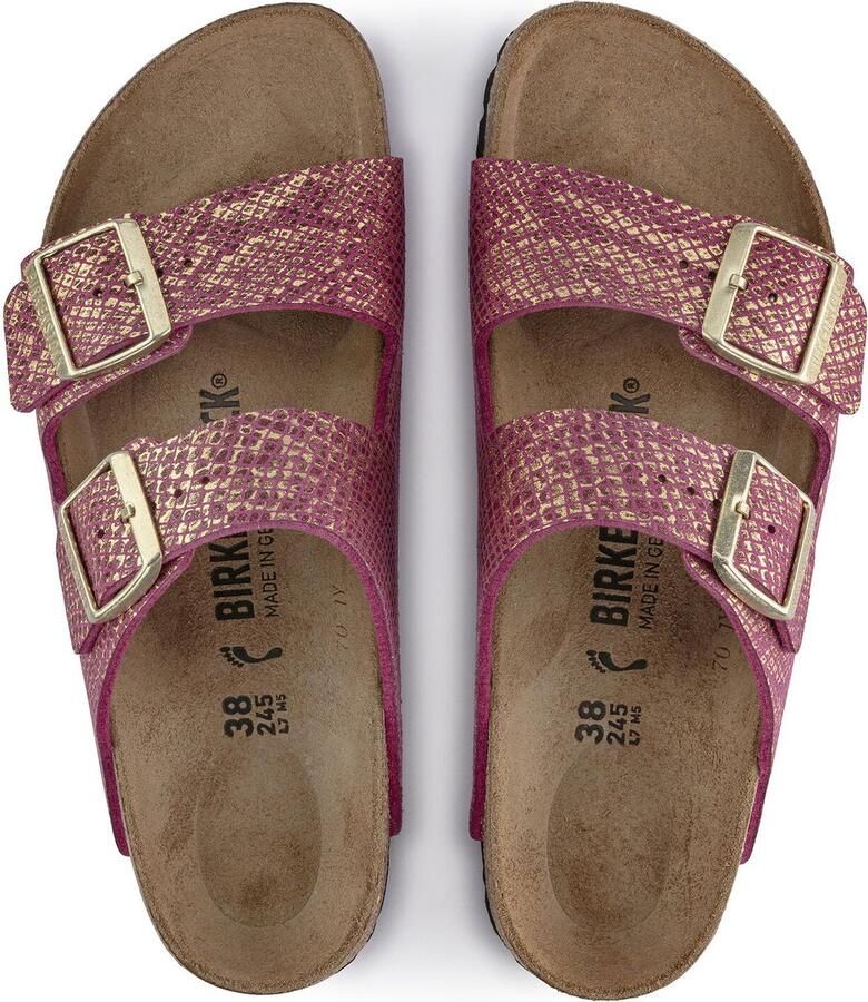 Birkenstock Arizona Dames Slippers Shiny Python Dark Fuchsia Narrow-fit Paars Microvezel - Foto 4