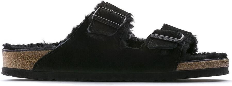 Birkenstock Arizona Shearling Veloursleder Suede Narrow Pantoffels Black - Foto 16