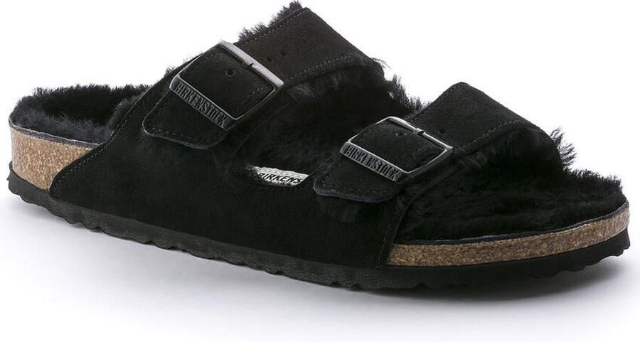 Birkenstock Arizona Fell Pantoffels Sloffen Dames Zwart - Foto 9