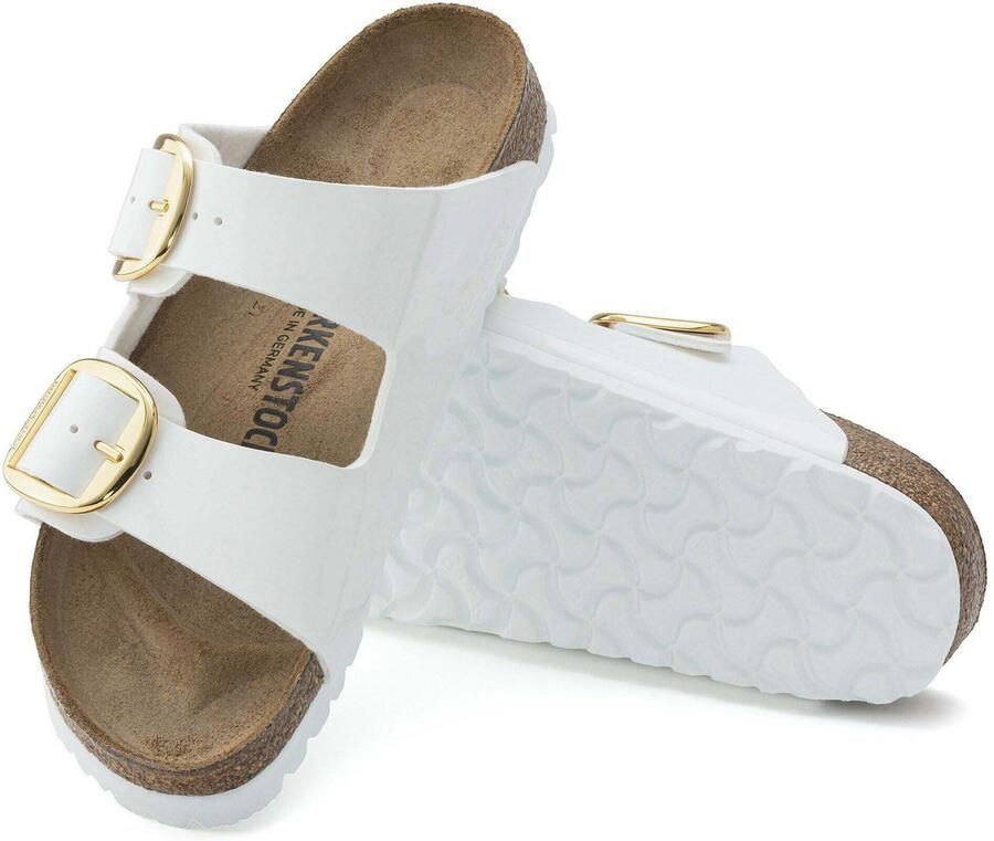 Birkenstock Arizona Grote Gesp Patent Witte Slippers Birko Flor Patent Fashion Wear Vrouwen