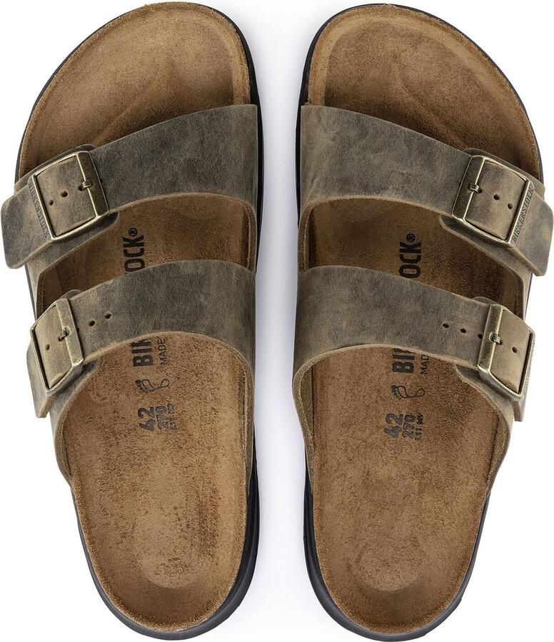 Birkenstock Arizona Heren Slippers Faded Khaki Regular fit | Groen | Nubuck - Foto 4