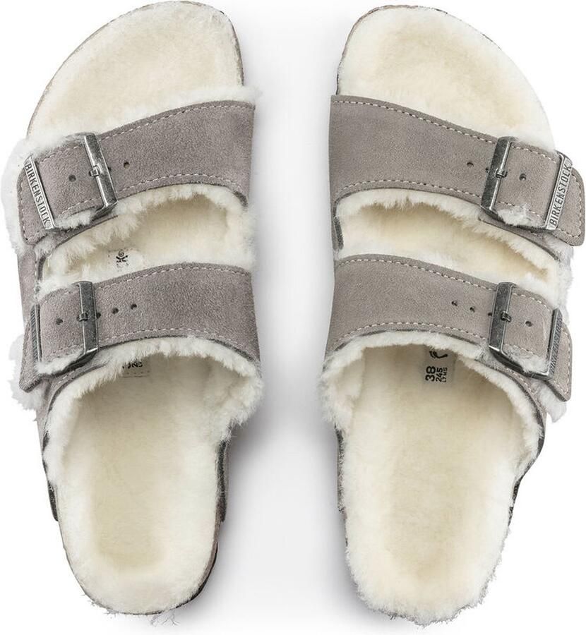 Birkenstock Arizona Shearling Slippers Stone Coin Narrow fit | Grijs | Suède - Foto 3