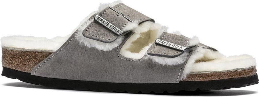 Birkenstock Arizona Shearling Slippers Stone Coin Narrow fit | Grijs | Suède